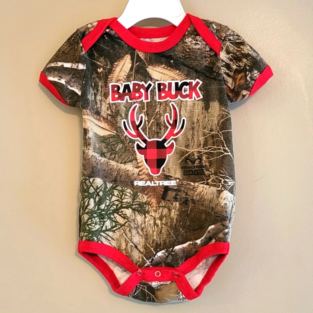 Realtree "Baby Buck" camo short sleeve onesie/bodysuit